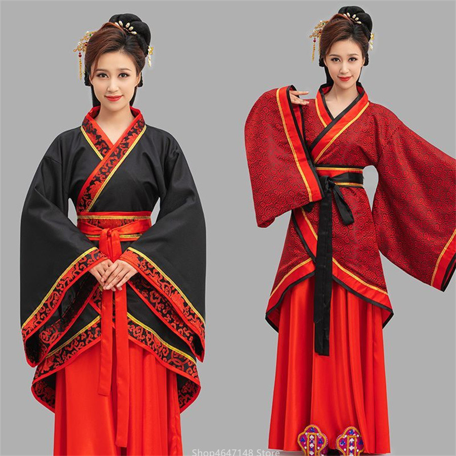 Ethnic Fashion Wear - 中国の漢服女性服中国ドレスコスプレパフォーマンス衣装ダンスウェアパーティーステージガール服エスニックスタイルヴィンテージ