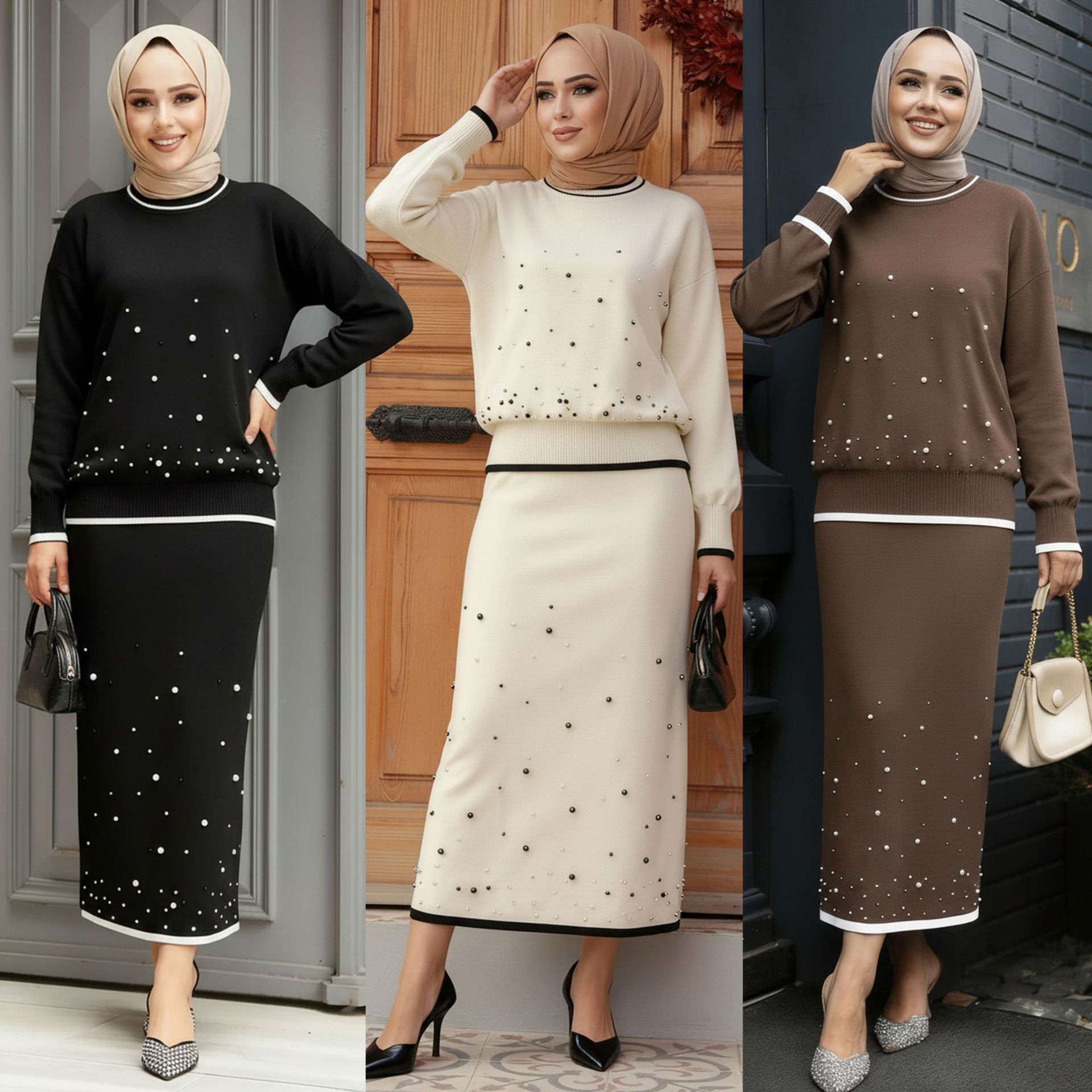 Jalabiya Women Arabic - イード女性用2ピースセット、ビーズ刺繍ブラウスとスカートスーツ、シャツ、ムスリムブラウス、ジャラビーヤ、ラマダン、ドバイ、ムスリムアンサンブル、アラブロング2026
