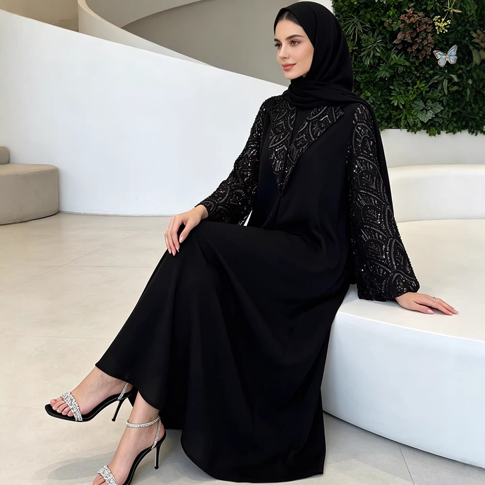 Jalabiya Women Arabic - ムスリムドレス レディーススーツ アバヤ ヒジャブ スパンコール ジャラビーヤ