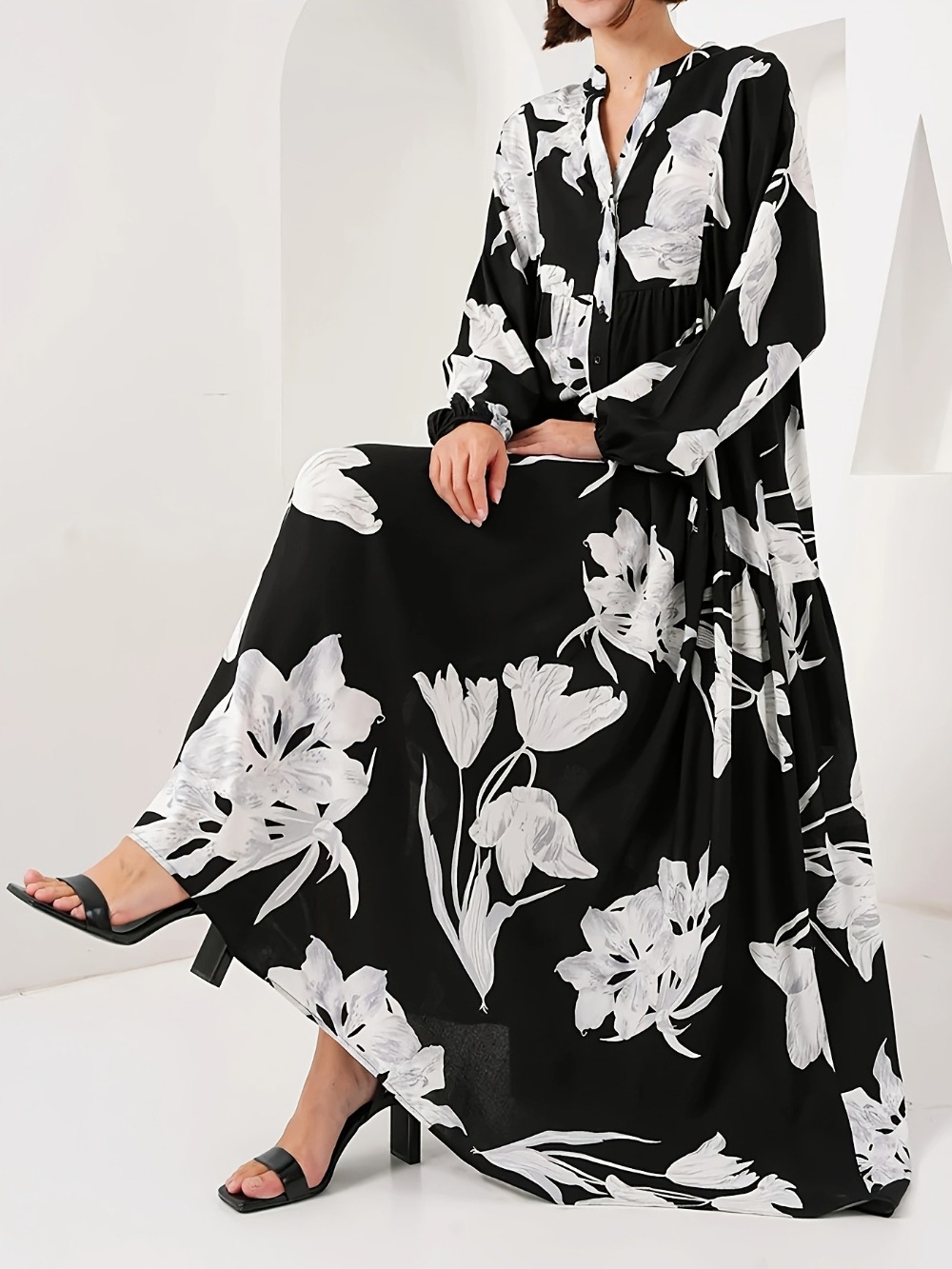 Jalabiya Women Arabic - イードの女性用ドレス、ムスリムの花柄プリントアバヤ、ドバイのロングドレス、カフタン、アラブのローブ、パーティーカフタン、ジャラビーヤ、ラマダン、秋のドレス