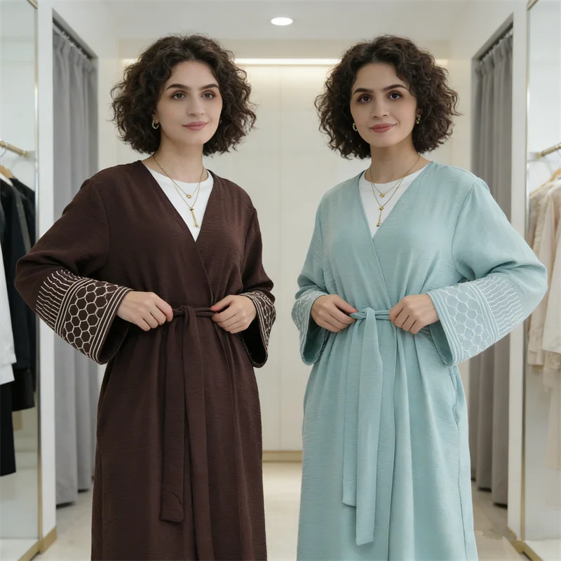 Jalabiya Women Arabic - イード・ムバラク ラマダン アバヤ 女性用 着物風カーディガン 控えめなムスリムドレス