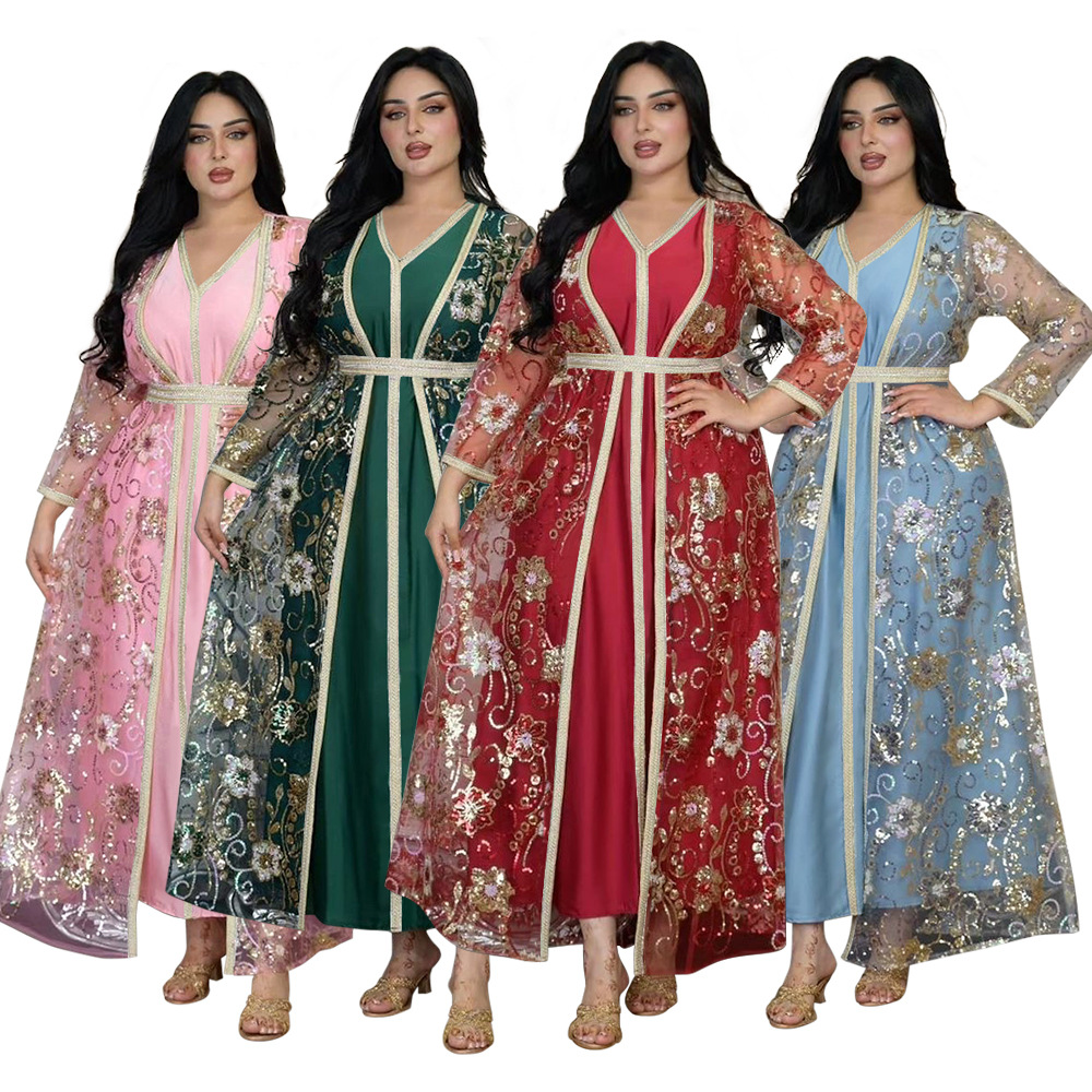 Jalabiya Women Arabic - 女性のためのピラミッド型のパーティードレス,ラマダン,キラキラ,モコ,ゴージャス,カフタン,arabドレス,ルーズフィット,アバヤ,jalabiya