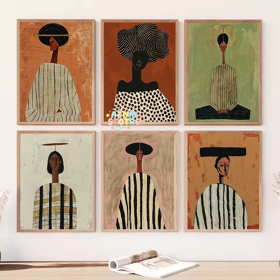 Ethnic Contemporary Fashion - ファッション抽象アフリカ人物ポートレート エスニック現代美ポスター キャンバス絵画 壁画 ホームベッドルームデコレーション