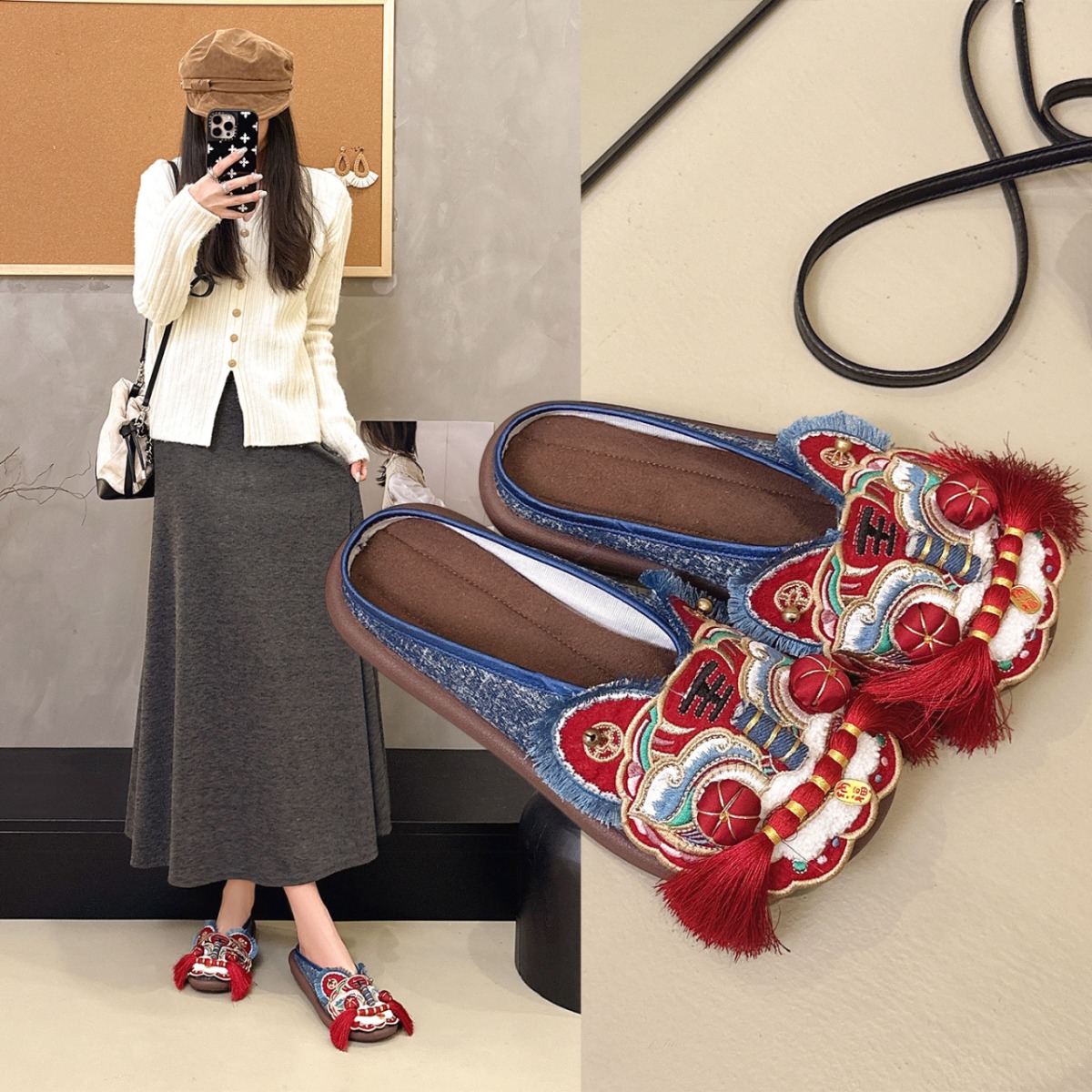 春/秋 女性用 レトロエスニックスタイル 手作りの虎の頭刺繍 - Ethnic Fashion House のレビューと価格