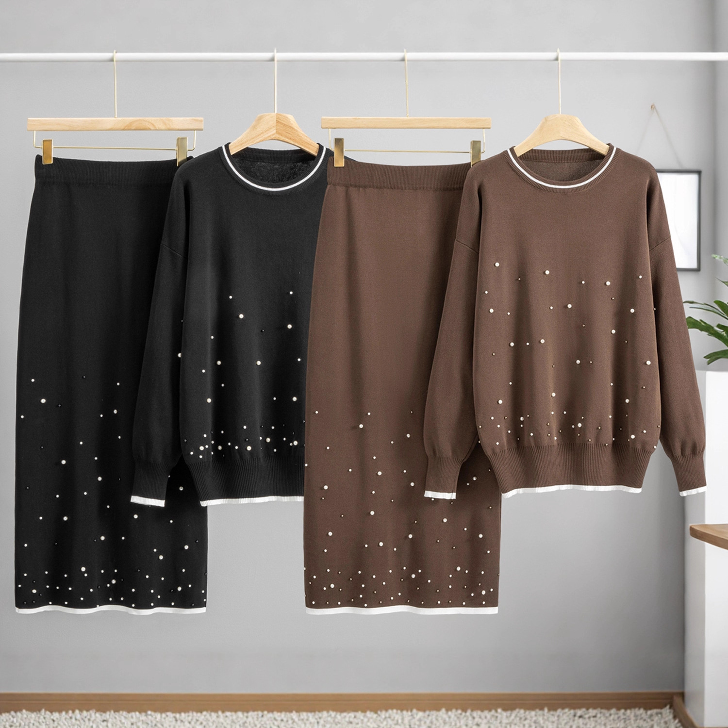 イード女性用2ピースセット、ビーズ刺繍ブラウスとスカートスー - Jalabiya Women Arabic のレビューと価格