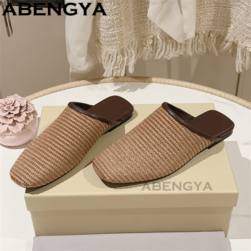 光沢のあるレースメッシュラウンドトゥフラットスリッパ レディ - Ethnic Fashion For Women のレビューと価格