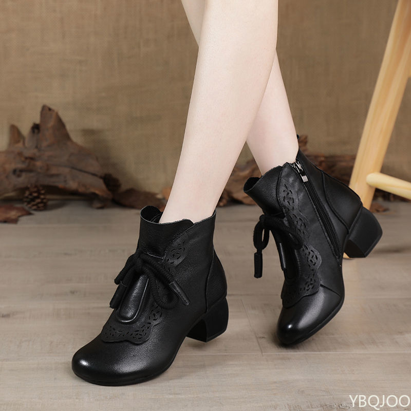 秋冬ファッション フリース裏地 暖かい レディースブーツ ミ - Ethnic Fashion For Women のレビューと価格