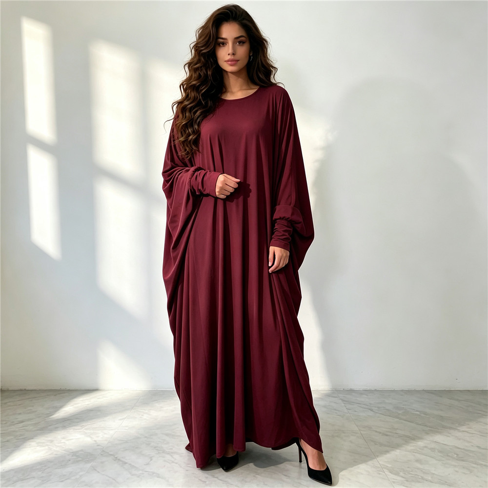 無地バットウィングスリーブムスリムアバヤロングマキシドレス　 - Abaya Modest Wear のレビューと価格