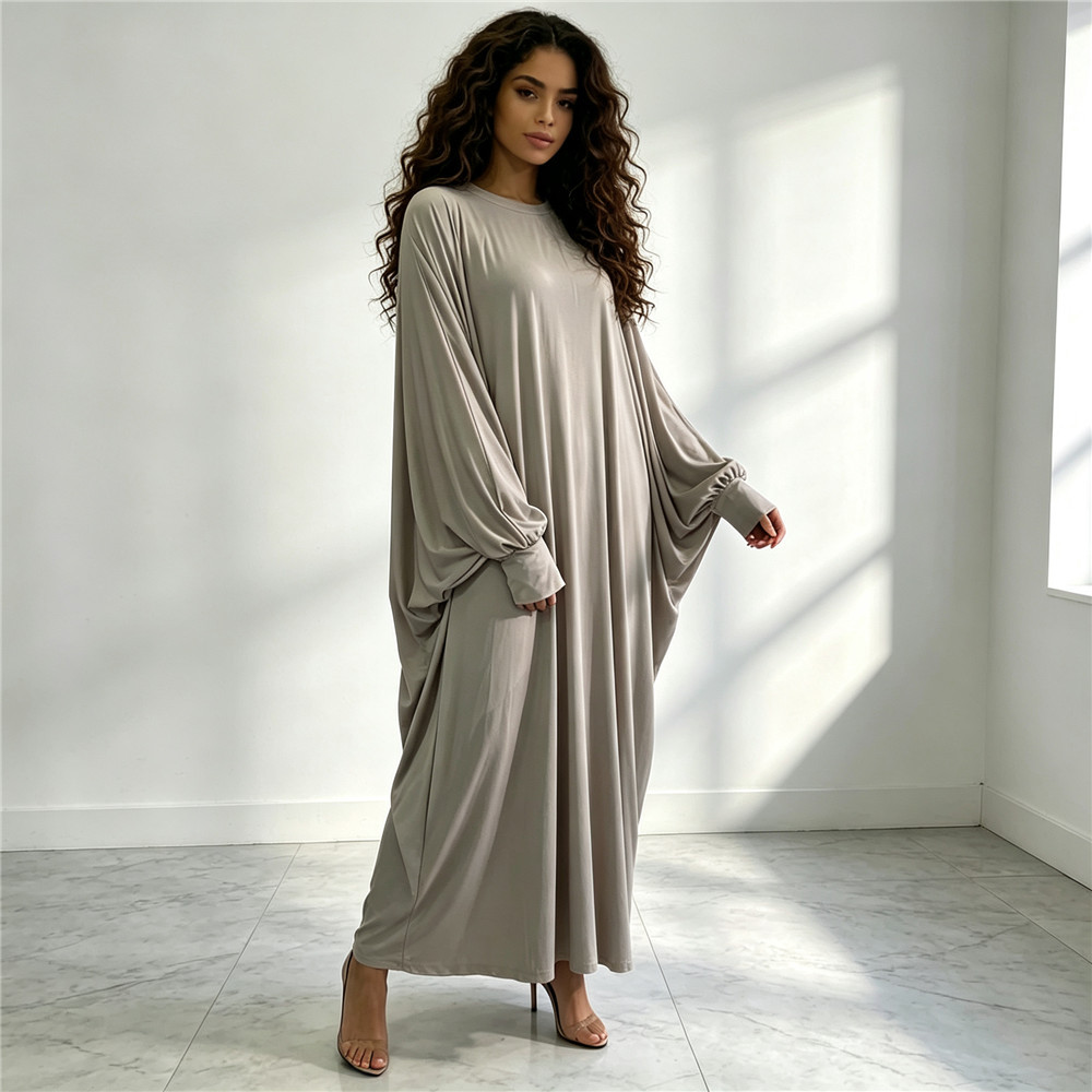 無地バットウィングスリーブムスリムアバヤロングマキシドレス　 - Abaya Modest Wear のレビューと価格
