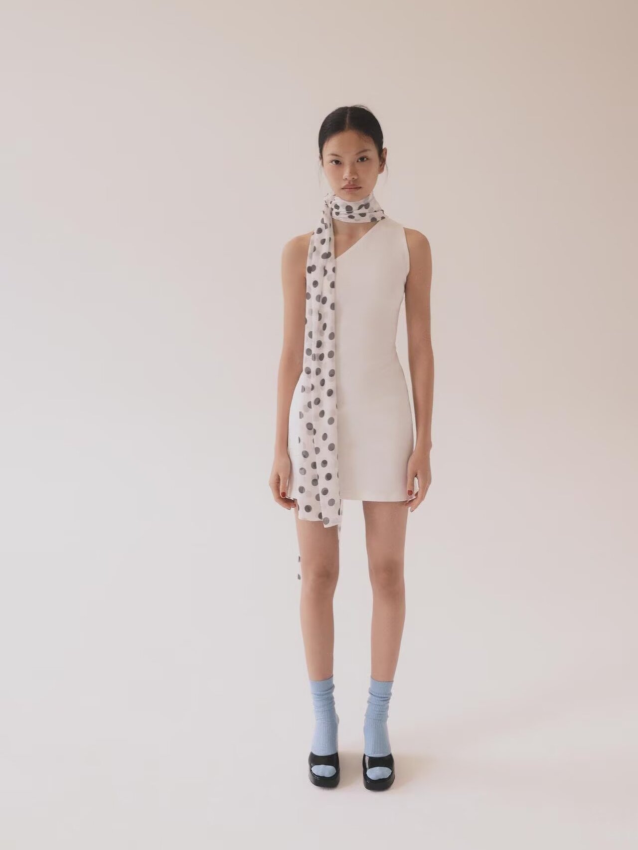 夏の新作水玉模様スカーフショルダーバードネックハンギングドレ - Ethnic Fashion Wear のレビューと価格