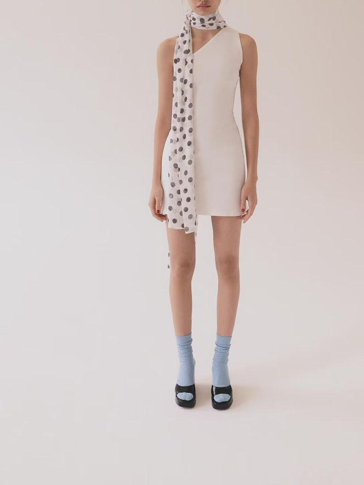 夏の新作水玉模様スカーフショルダーバードネックハンギングドレ - Ethnic Fashion Wear のレビューと価格