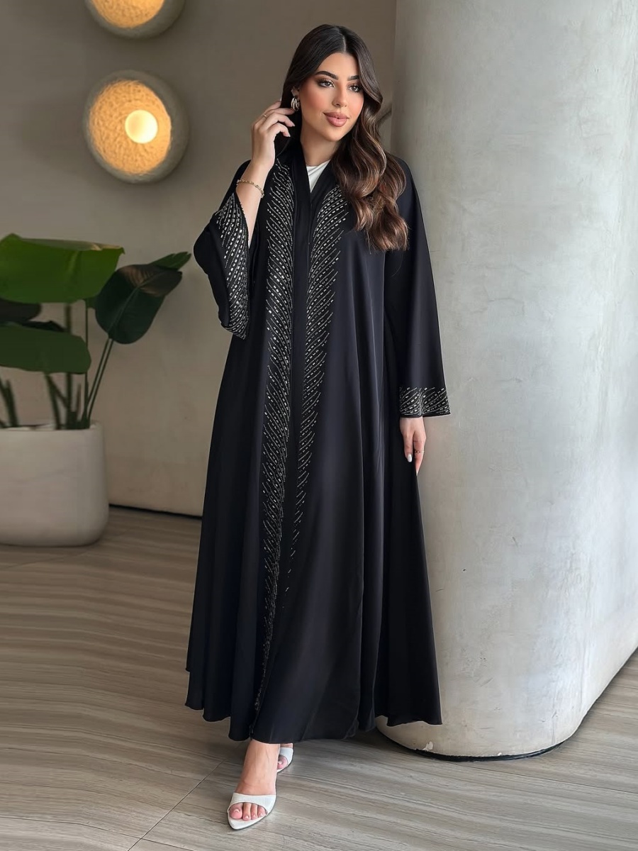 ムスリム女性用ドバイアバヤ、ラグジュアリーホットフィックスラ - Abaya Modest Wear のレビューと価格
