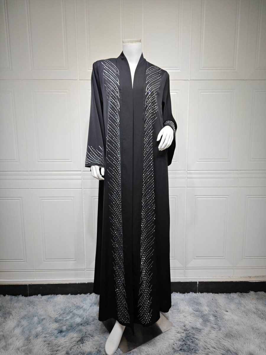 ムスリム女性用ドバイアバヤ、ラグジュアリーホットフィックスラ - Abaya Modest Wear のレビューと価格