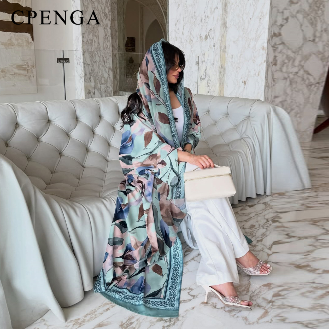 ドバイ高級アバヤ 花柄プリント カフタンワンピース 控えめな - Abaya Modest Wear のレビューと価格