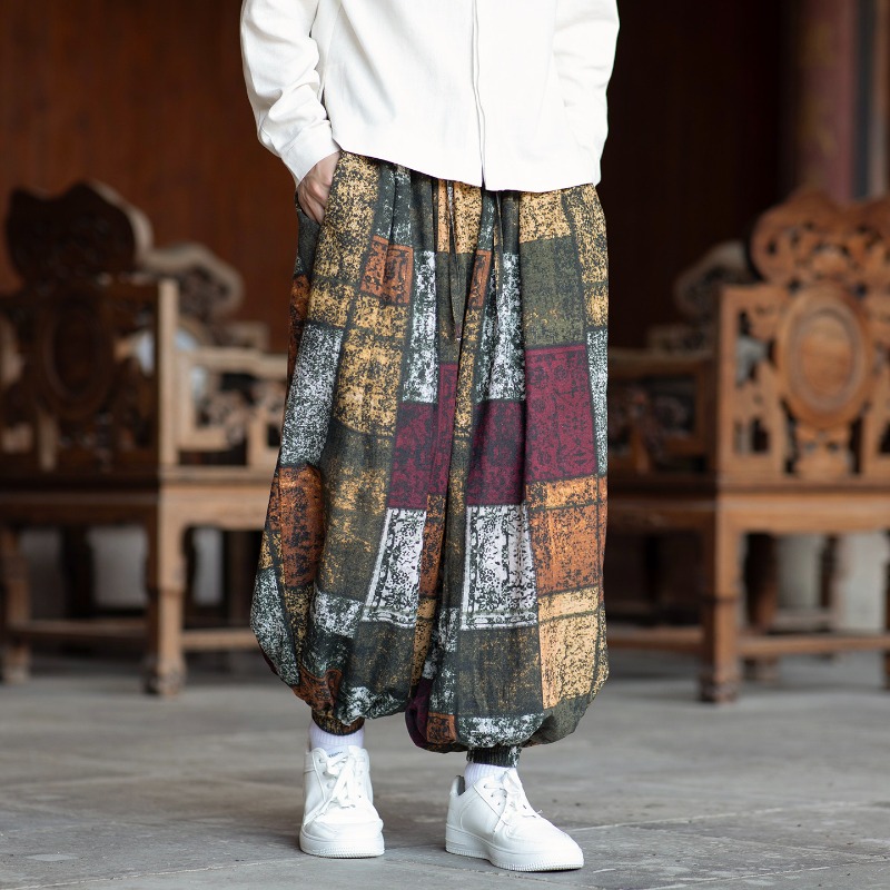 メンズ ハーレムパンツ 中国風 薄手 エスニック柄 パッチワ - Ethnic Fashion Wear のレビューと価格