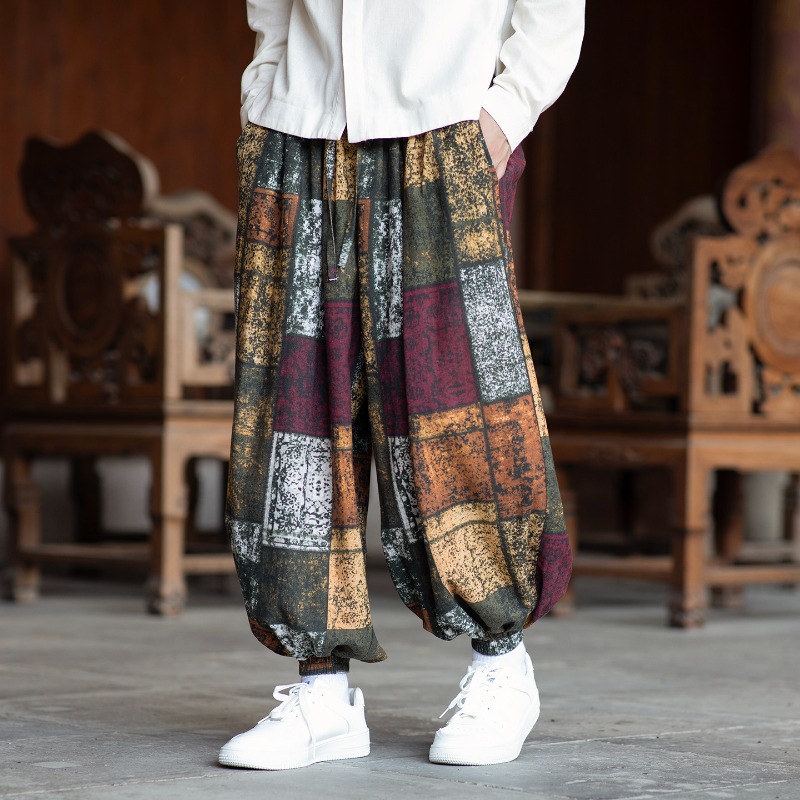 メンズ ハーレムパンツ 中国風 薄手 エスニック柄 パッチワ - Ethnic Fashion Wear のレビューと価格